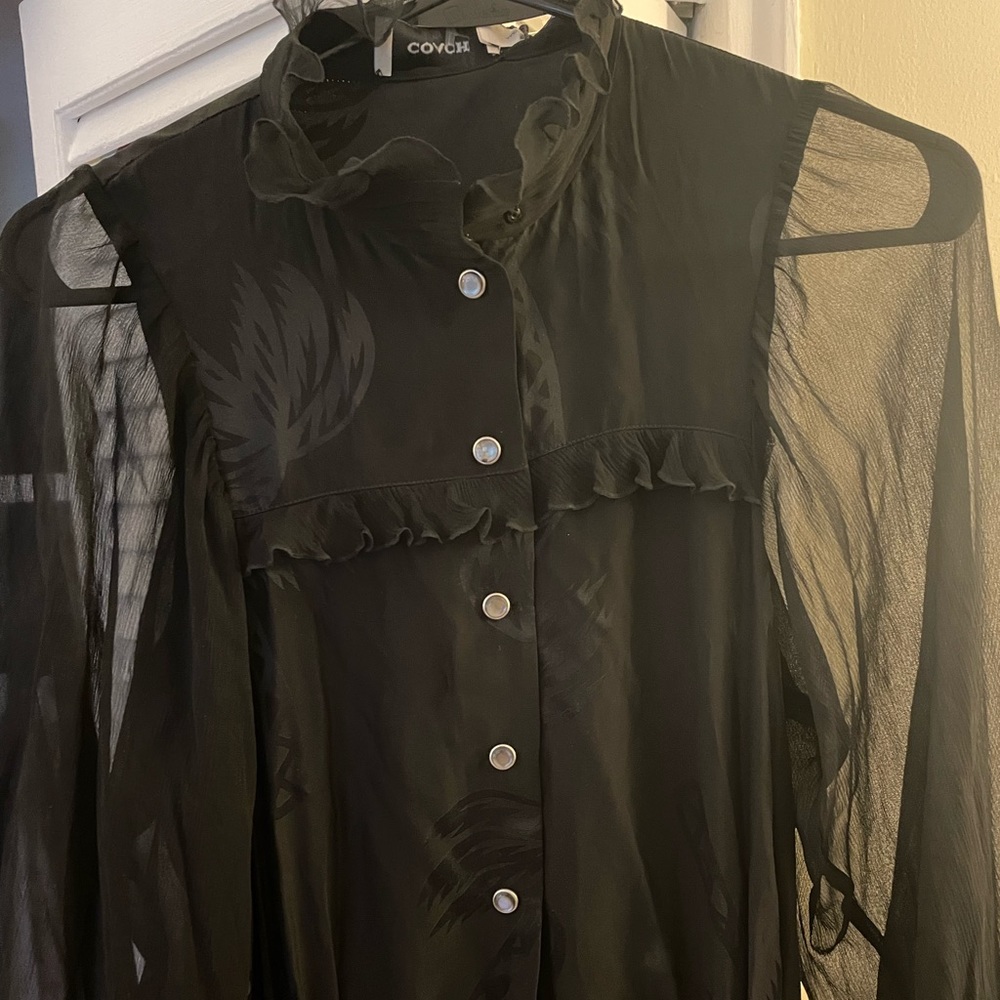 Black Coach Silk Palm Tree Jac Dress (Size 0)